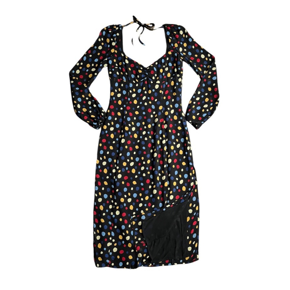 Reformation Mabille Black Polka Dot Midi Dress, XS
